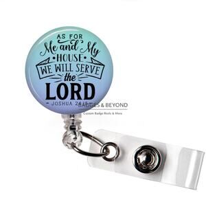 1️⃣ ✝️📖 As For Me & My House Joshua 24:15 Badge Reel | Christian ID Holder